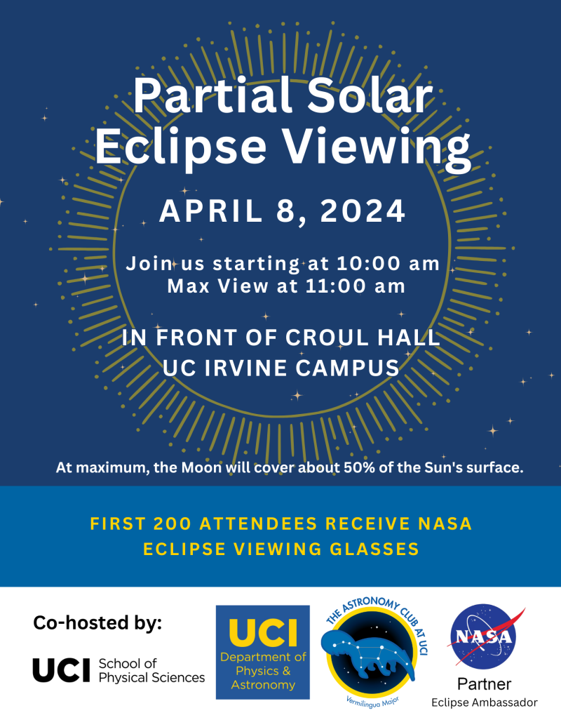Partial Solar Eclipse Viewing on April 8, 2024 with max view at 11:00 am. Location in front of Croul Hall. 