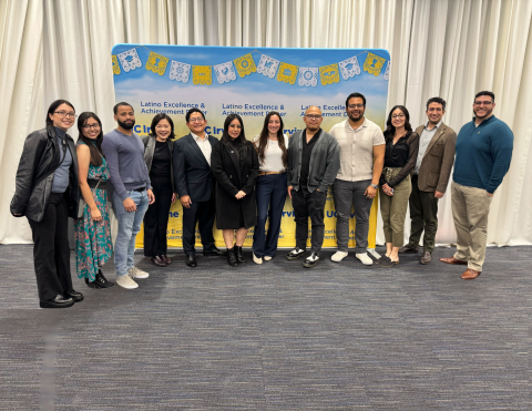 UC Irvine Ph.D. student Diana Lopez poses with a group.