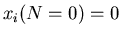 $x_i(N=0)=0$