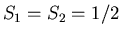 $S_1=S_2=1/2$