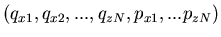 $(q_{x1},q_{x2},...,q_{zN},p_{x1},...p_{zN})$