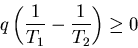 \begin{displaymath}q\left(\frac{1}{T_1}-\frac{1}{T_2}\right)\geq 0
\end{displaymath}