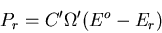 \begin{displaymath}
P_r=C^{\prime}\Omega^{\prime}(E^o-E_r)
\end{displaymath}