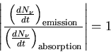 \begin{displaymath}\left\vert\frac{\left(\frac{dN_{\nu}}{dt}\right)_{\rm emissio...
...left(\frac{dN_{\nu}}{dt}\right)_{\rm absorption}}\right\vert=1
\end{displaymath}