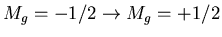 $M_g=-1/2\rightarrow M_g=+1/2$