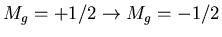 $M_g=+1/2\rightarrow M_g=-1/2$