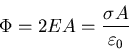 \begin{displaymath}
\Phi=2EA=\frac{\sigma A}{\varepsilon_{0}}
\end{displaymath}