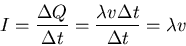 \begin{displaymath}
I = \frac{\Delta Q}{\Delta t} = \frac{\lambda v \Delta t}{\Delta t} =
\lambda v \nonumber
\end{displaymath}