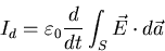 \begin{displaymath}
I_{d} = \varepsilon_{0} \frac{d}{dt} \int_{S} \vec{E} \cdot d \vec{a}
\end{displaymath}